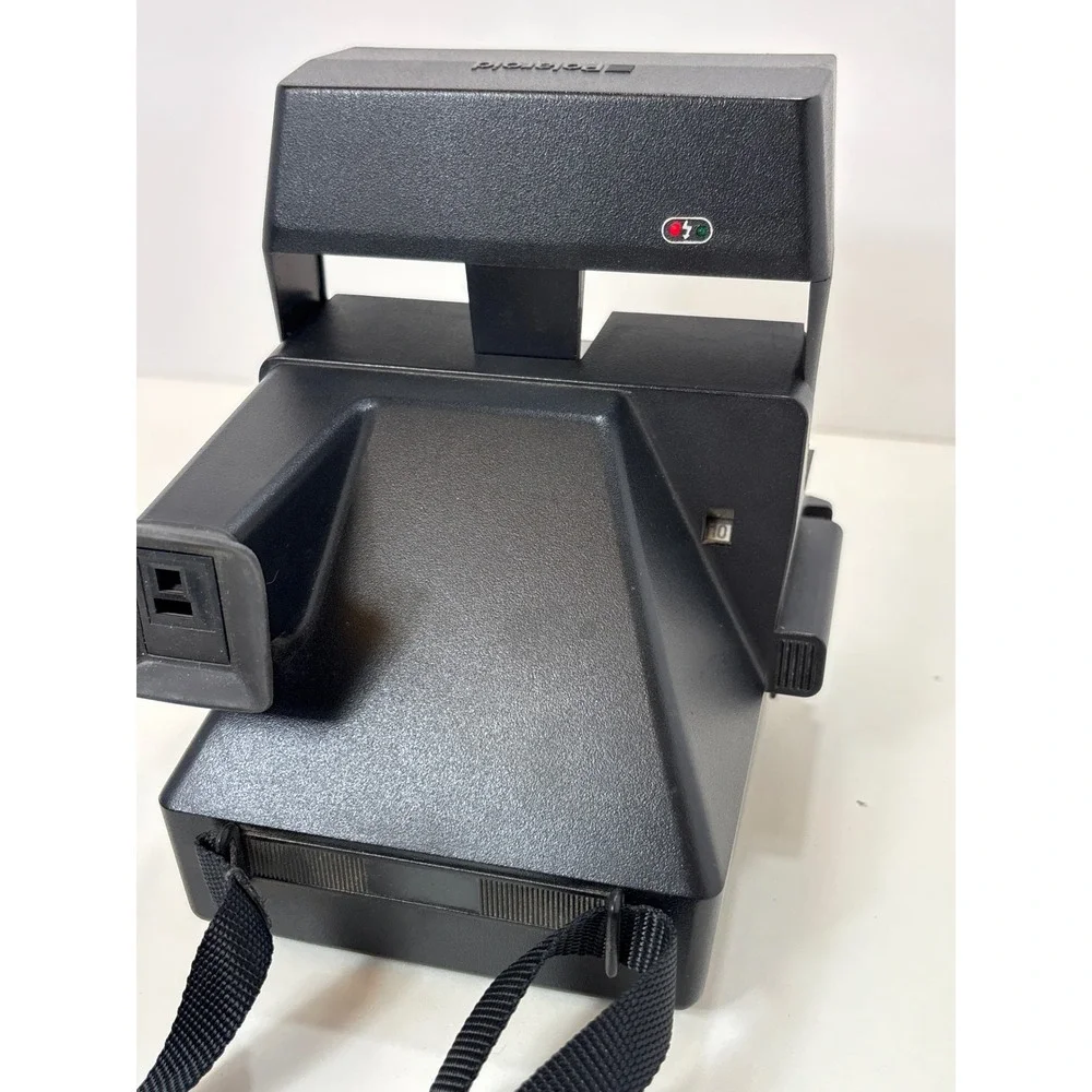 Vintage Polaroid Sun 600 LMS Instant Film Camera Silver Black with Strap